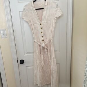 Urban Outfitters Cream Button-Down Dress